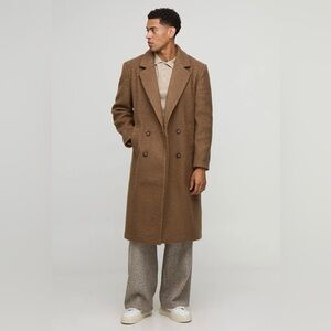 Mens 46R double breasted curly wooly overcoat / NEW